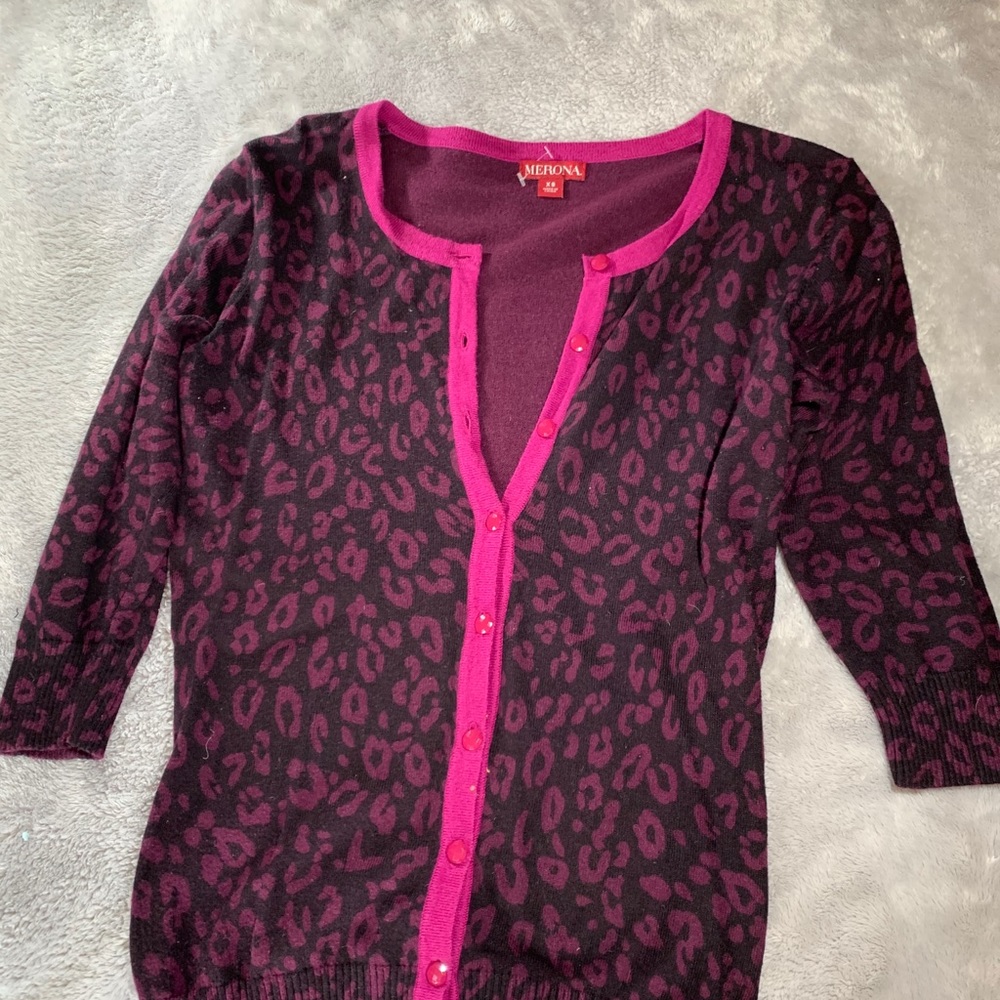Medina Leopard print cardigan sweater extra small